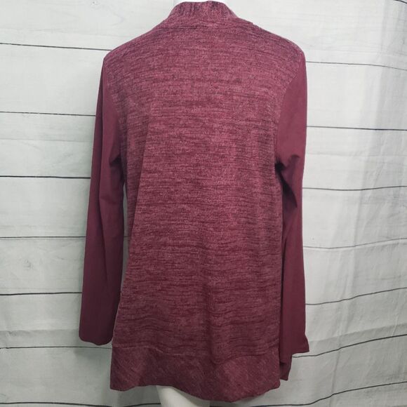 LOGO Lori Goldstein Knit Cardigan faux suede  S - Picture 7 of 8